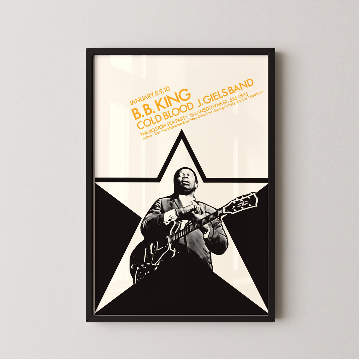 bb king vintage concert poster – black frame mockup