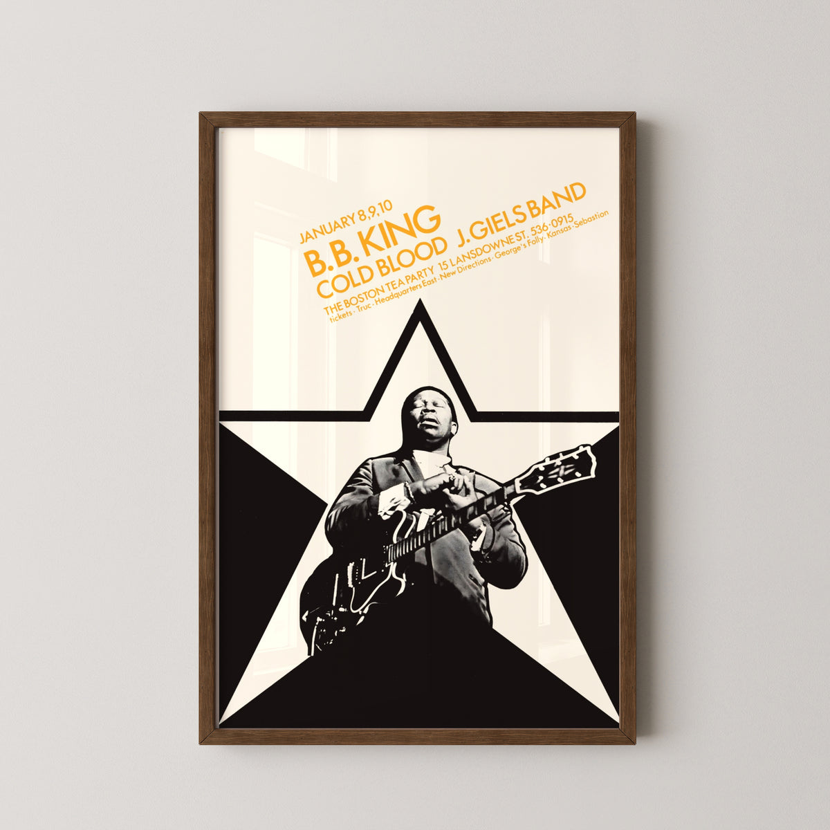 bb king vintage concert poster – darkwood frame mockup