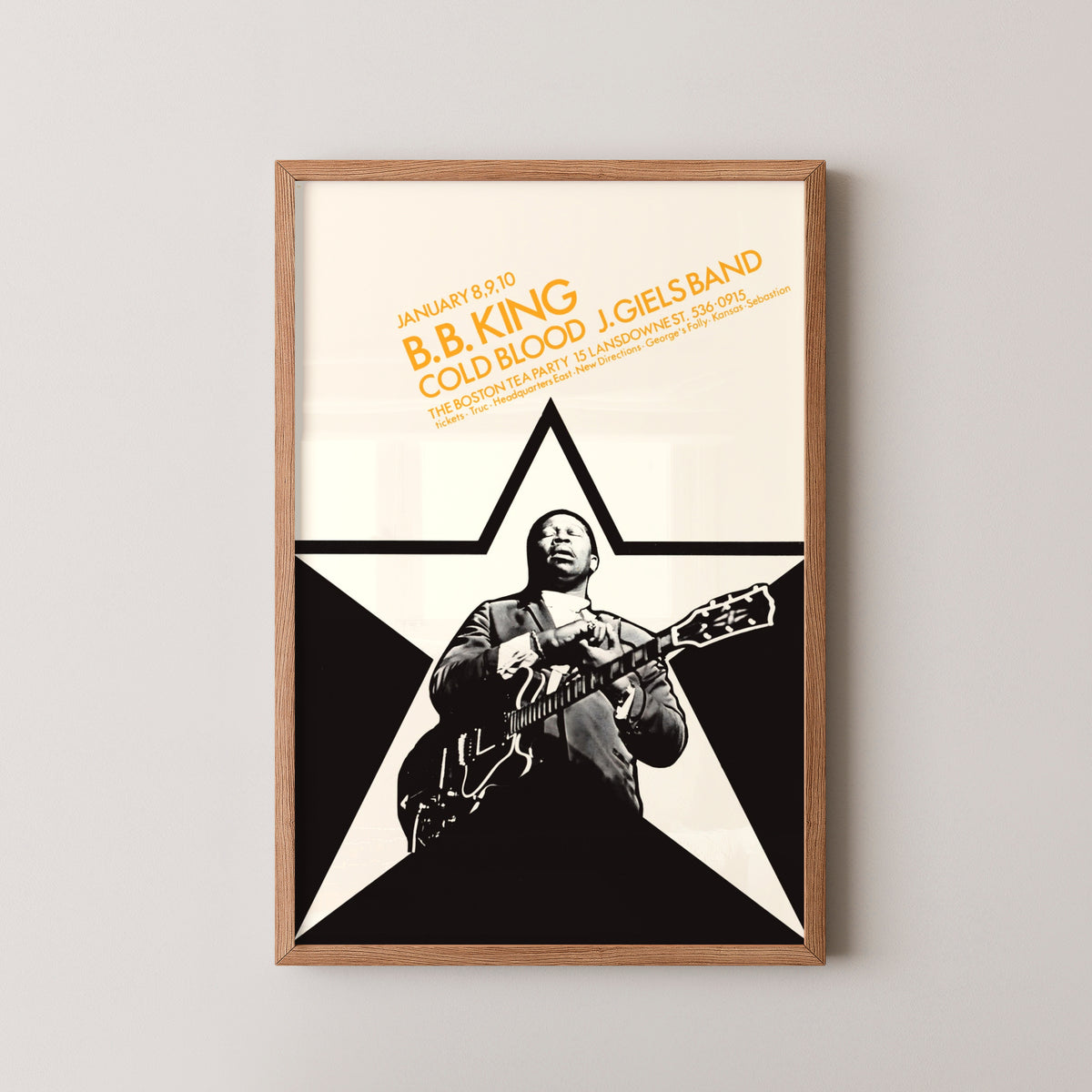 bb king vintage concert poster – wood frame mockup