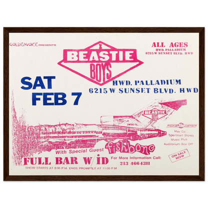 Retro music poster print of the Beastie Boys, perfect for fans of old-school rap, 80s street culture, and vintage concert design.