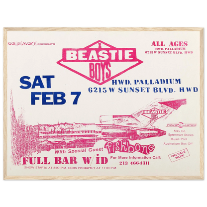 Vintage Beastie Boys concert poster inspired by No Sleep Till Brooklyn, ideal wall art for hip-hop collectors and music studios.