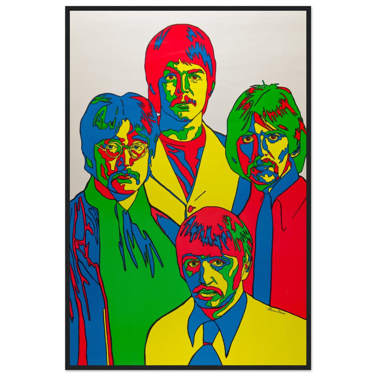 Colorful pop art print of The Beatles with bright modern design — perfect wall decor for music fans and collectors.