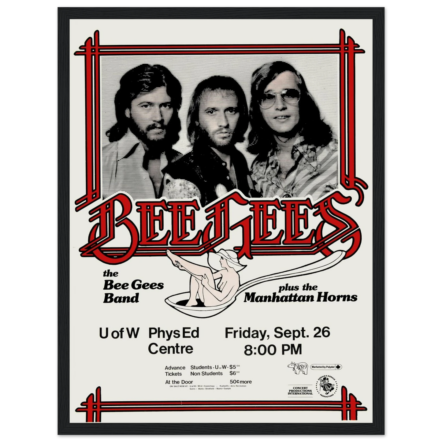 Step back into the golden era of disco with this vintage Bee Gees concert poster, a striking tribute to one of music’s most iconic trios. Featuring bold retro graphics, classic 1970s styling, and the unmistakable energy of the Bee Gees, this poster is a true celebration of pop culture history. Whether you’re a dedicated fan, a vintage collector, or simply love the visual vibe of the era, this piece makes a vibrant statement on any wall. Printed on archival-quality paper, it’s ideal for music rooms, home bar