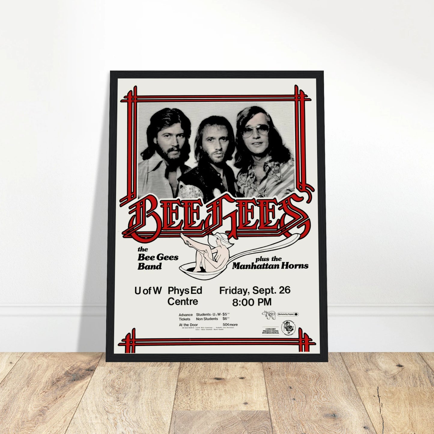 Step back into the golden era of disco with this vintage Bee Gees concert poster, a striking tribute to one of music’s most iconic trios. Featuring bold retro graphics, classic 1970s styling, and the unmistakable energy of the Bee Gees, this poster is a true celebration of pop culture history. Whether you’re a dedicated fan, a vintage collector, or simply love the visual vibe of the era, this piece makes a vibrant statement on any wall. Printed on archival-quality paper, it’s ideal for music rooms, home bar