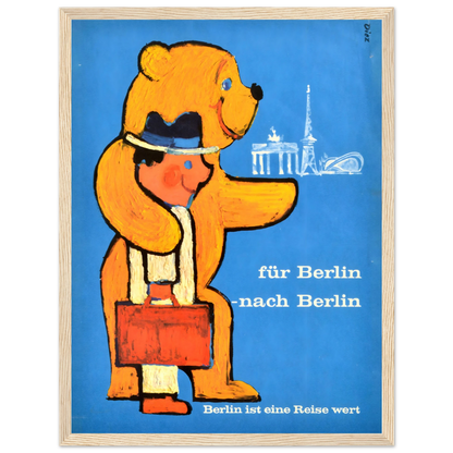Retro wall art print of Berlin, Germany, blending mid-century travel design with the city’s timeless urban charm and history.