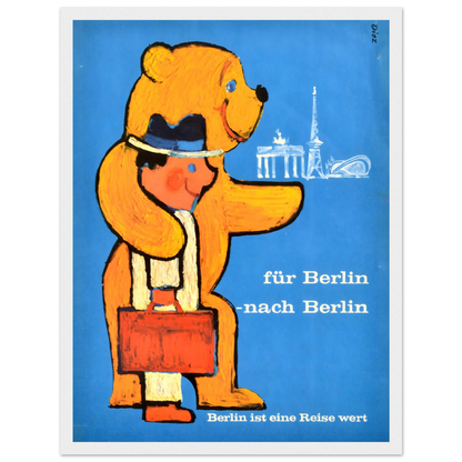 Travel poster print of Berlin, capturing the energy, culture, and sophistication of Germany’s capital in elegant retro style.