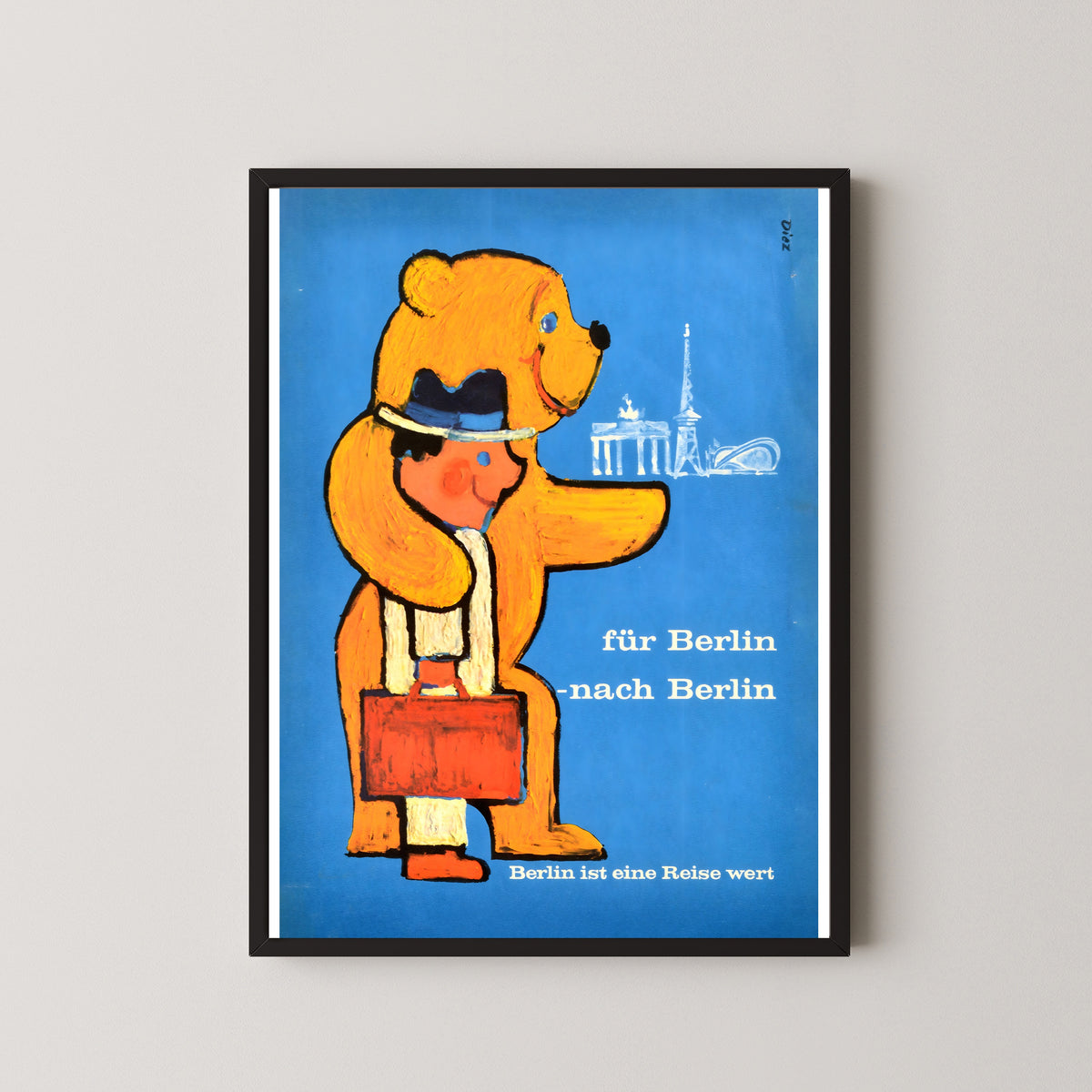 Berlin Vintage Travel Poster – black frame mockup