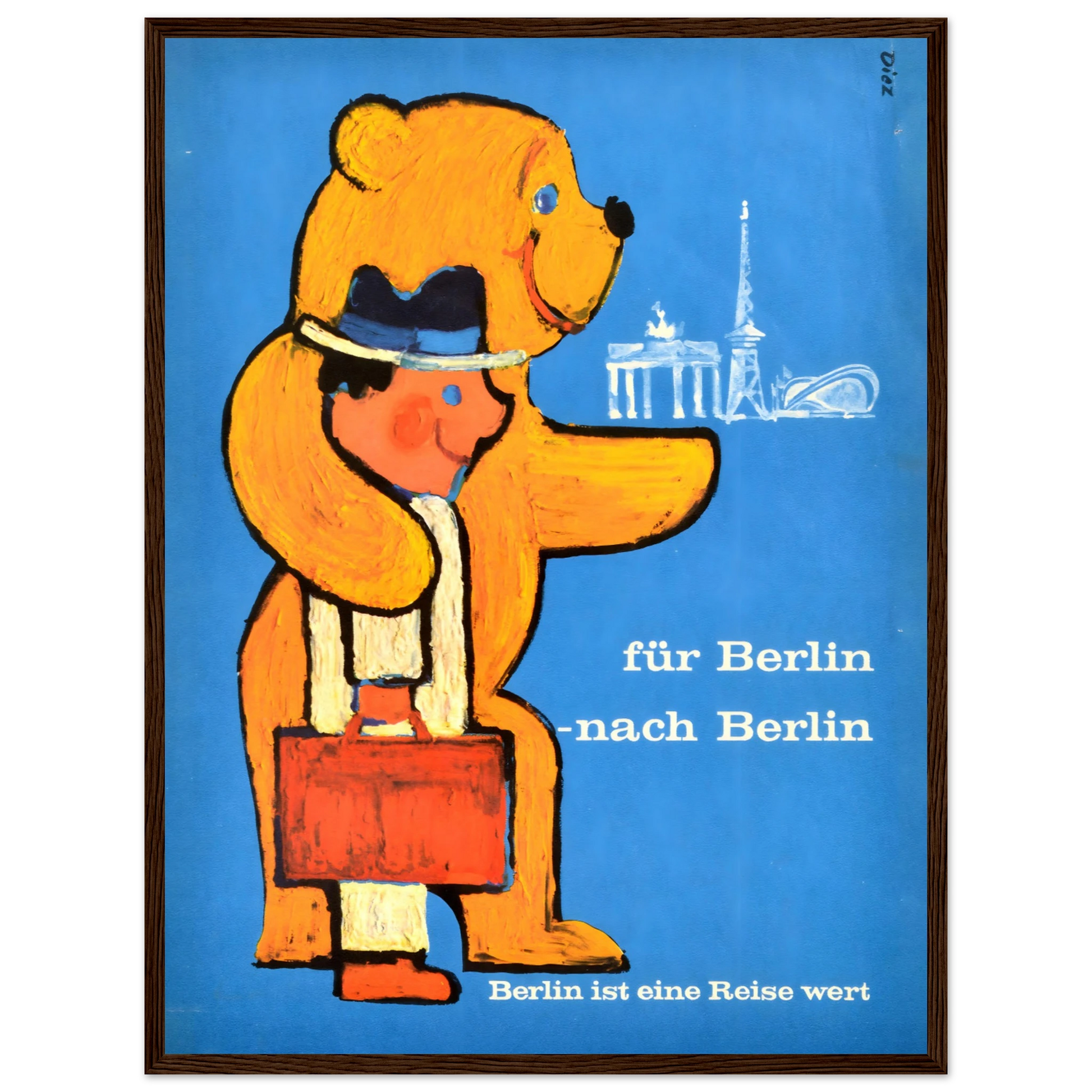 Vintage travel poster of Berlin, showcasing its iconic skyline and artistic style, perfect wall art for European travel enthusiasts.