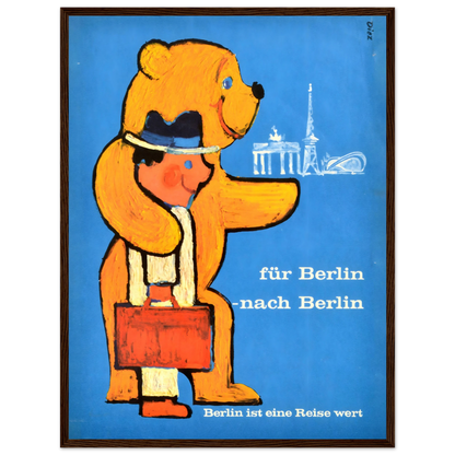 Vintage travel poster of Berlin, showcasing its iconic skyline and artistic style, perfect wall art for European travel enthusiasts.