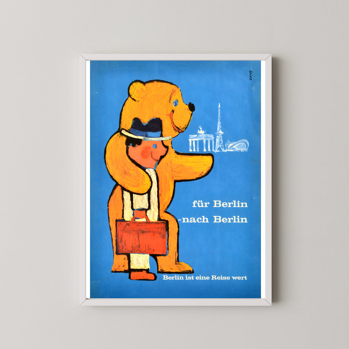 Berlin Vintage Travel Poster – white frame mockup