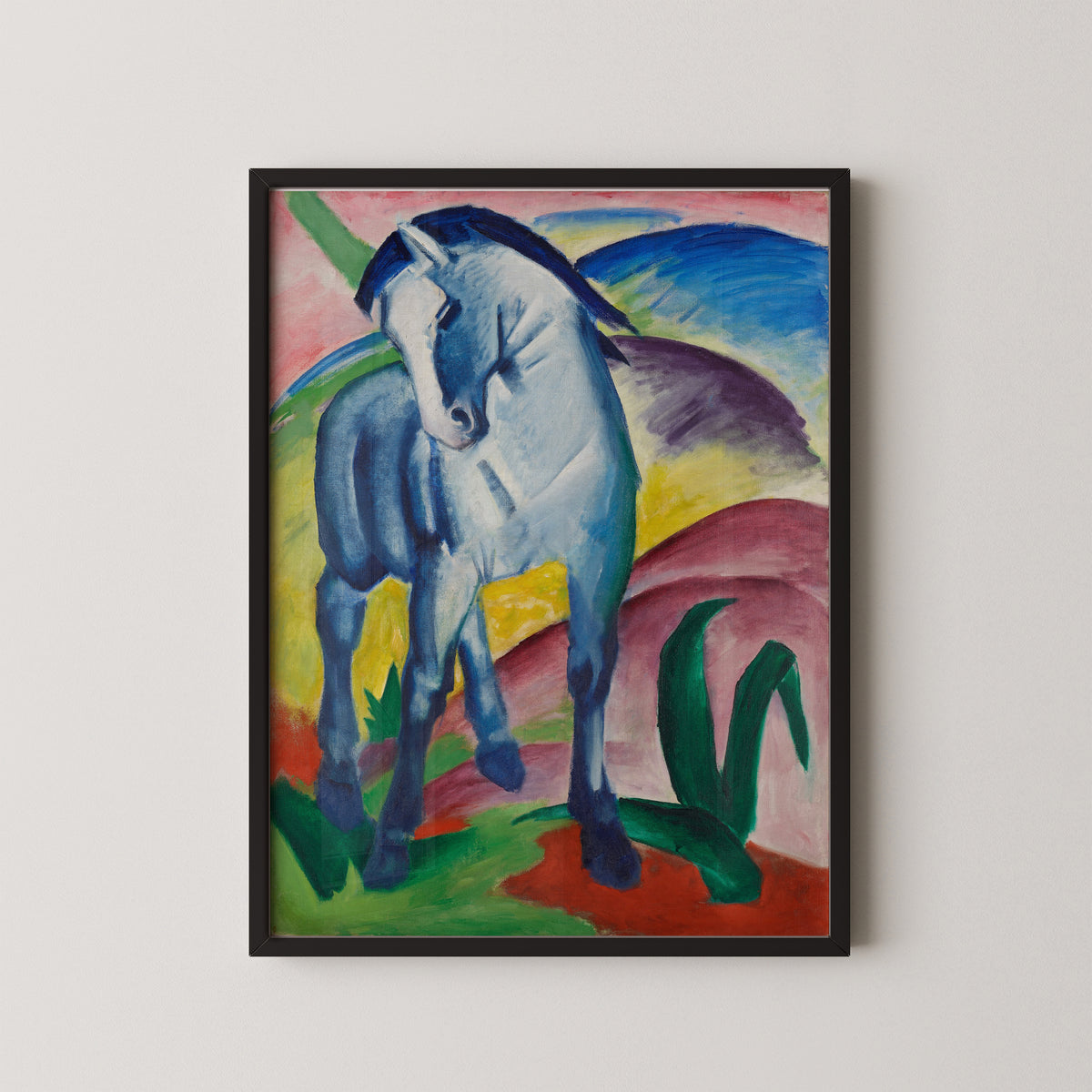 Blue Horse I by Franz Marc, art print in a black frame