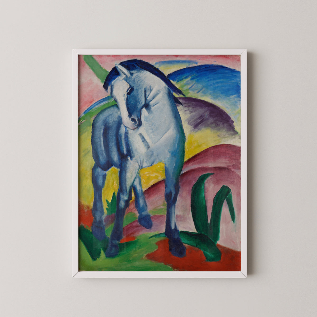 Blue Horse I by Franz Marc, art print in a white frame