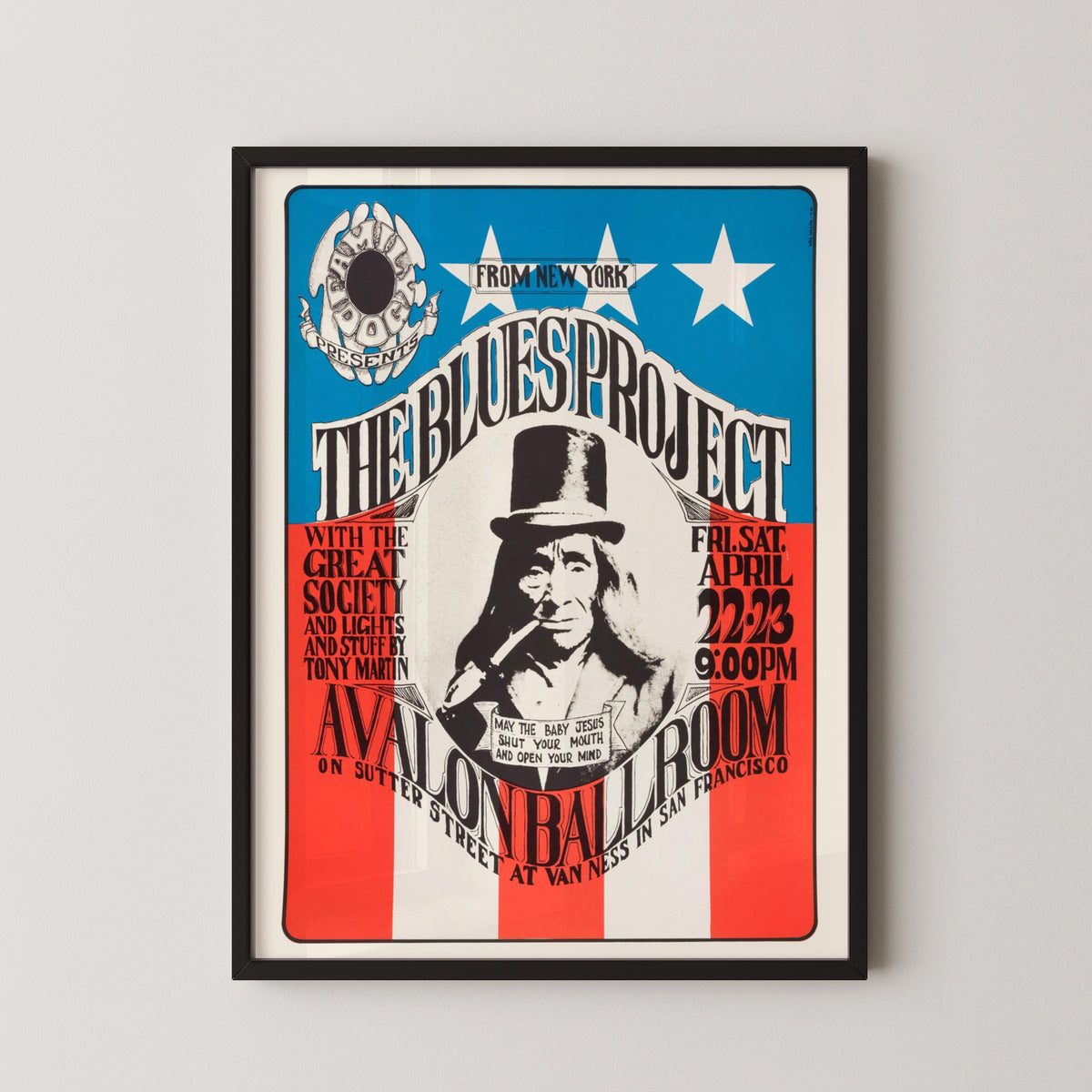 blues project poster – black frame mockup