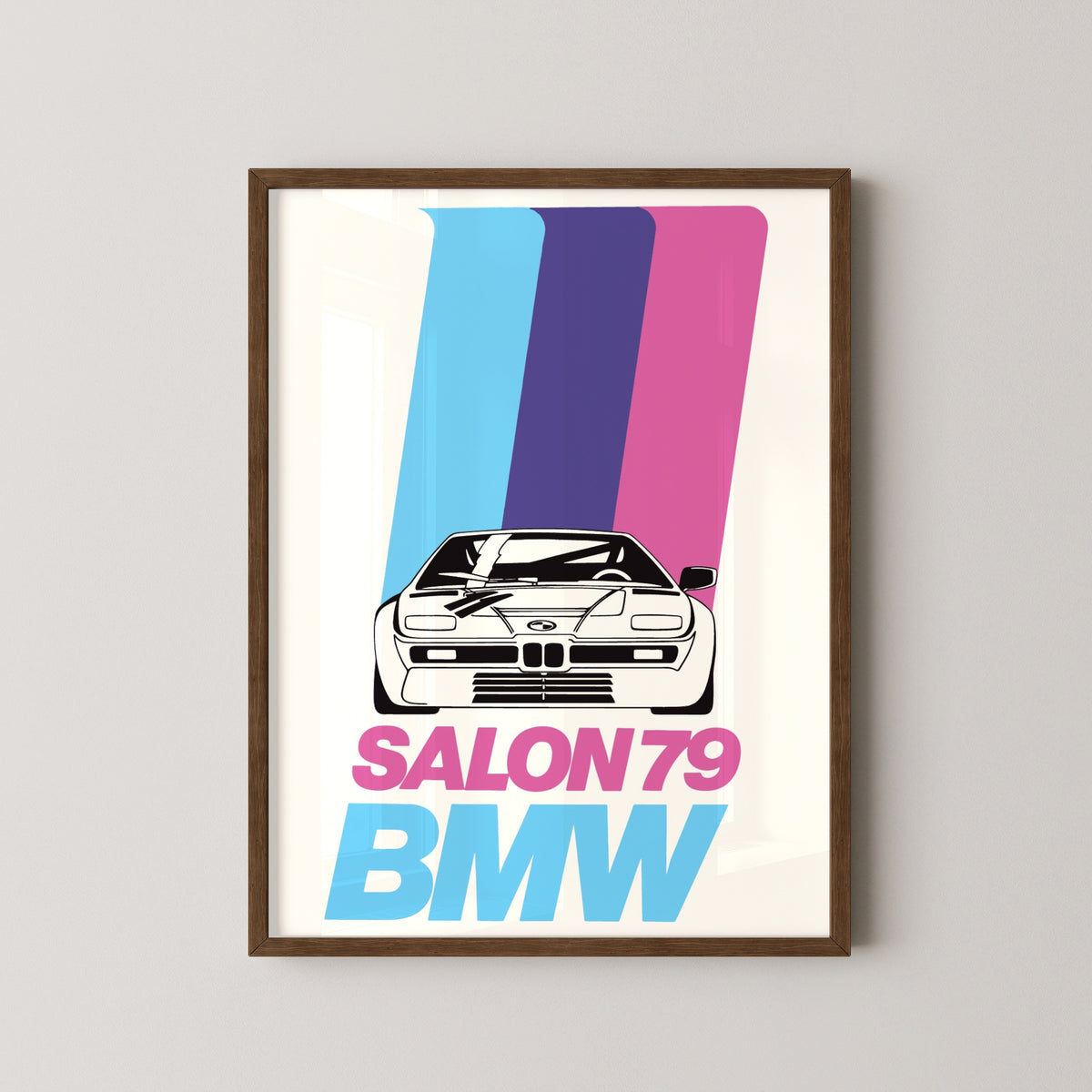 BMW Salon 79 poster – darkwood frame mockup