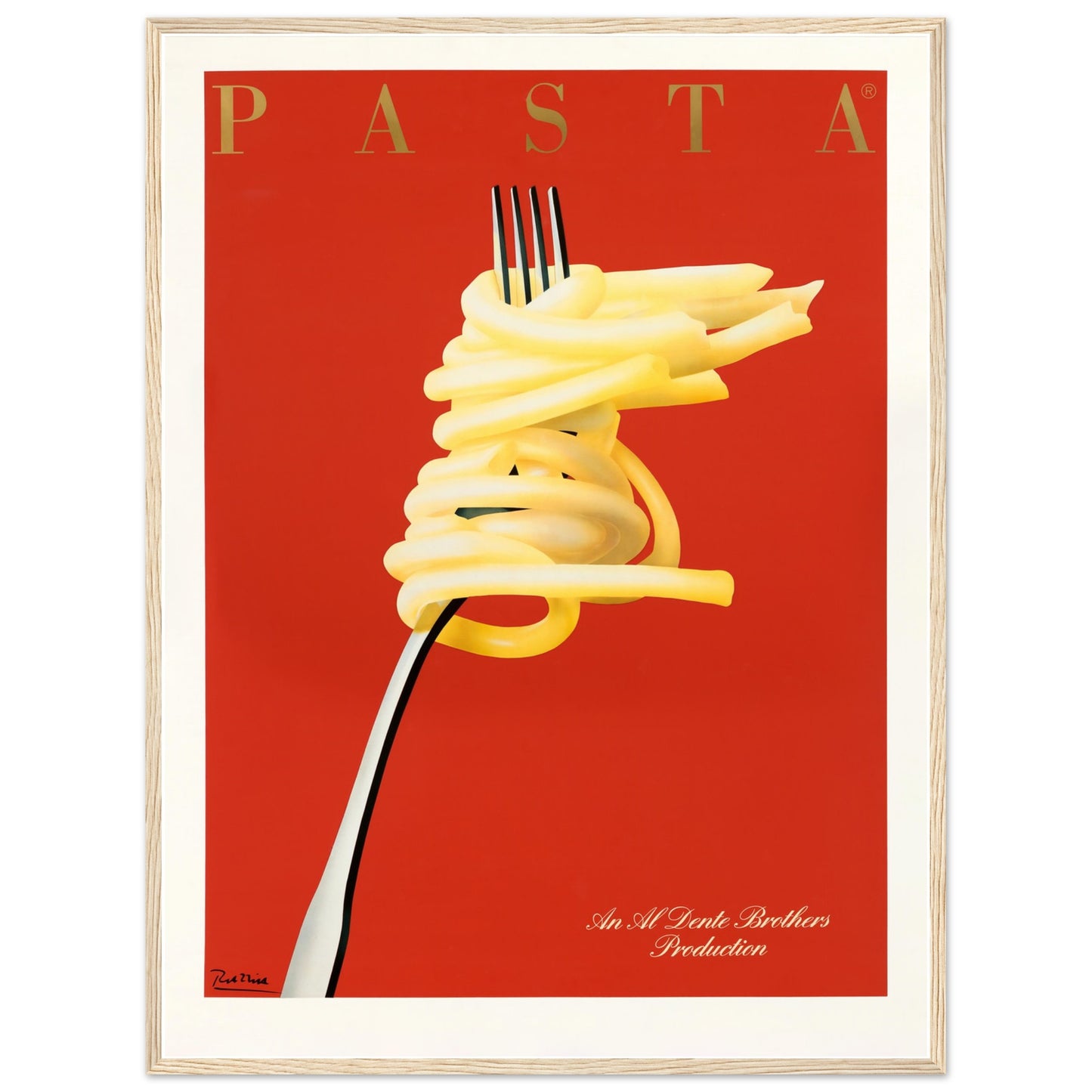Colorful vintage pasta artwork adding Italian culinary charm to any space