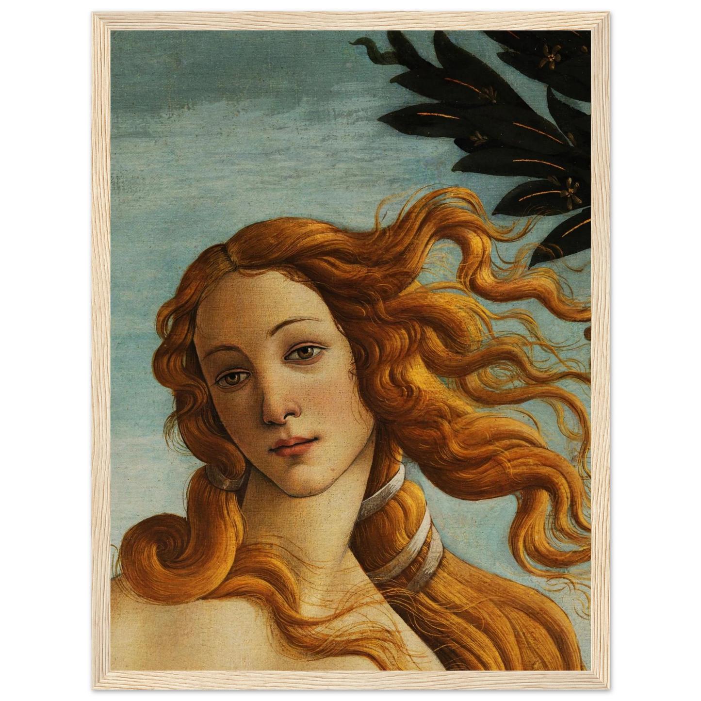 Classical mythology scene The Birth of Venus by Sandro Botticelli, showing Venus on a shell surrounded by gods of wind and spring.