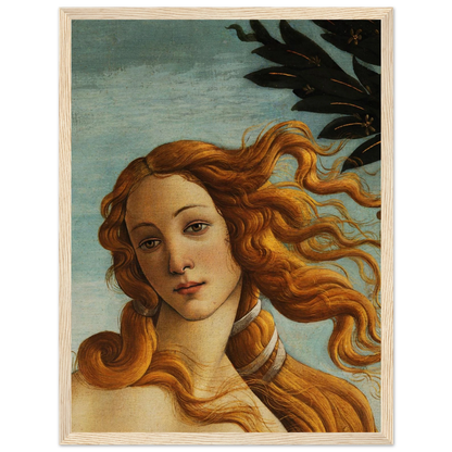 Classical mythology scene The Birth of Venus by Sandro Botticelli, showing Venus on a shell surrounded by gods of wind and spring.