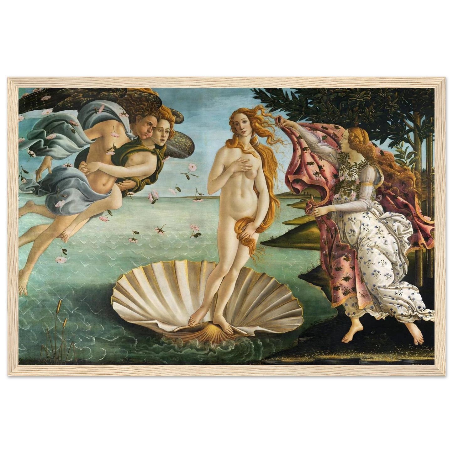Archival art print of Botticelli’s The Birth of Venus, a celebrated Italian Renaissance painting featuring Venus and mythological figures.