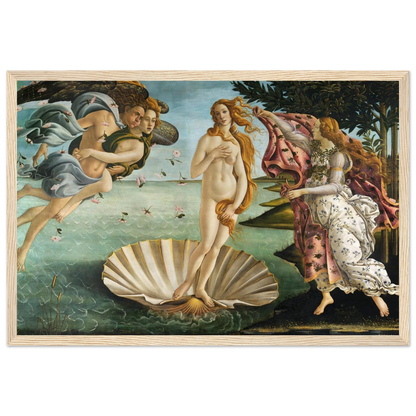 Archival art print of Botticelli’s The Birth of Venus, a celebrated Italian Renaissance painting featuring Venus and mythological figures.