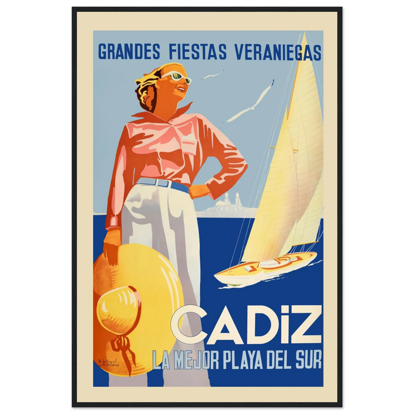 Wall art print of Cádiz’s Mediterranean coast, a vintage-inspired poster celebrating Spain’s seaside beauty and relaxed coastal lifestyle.