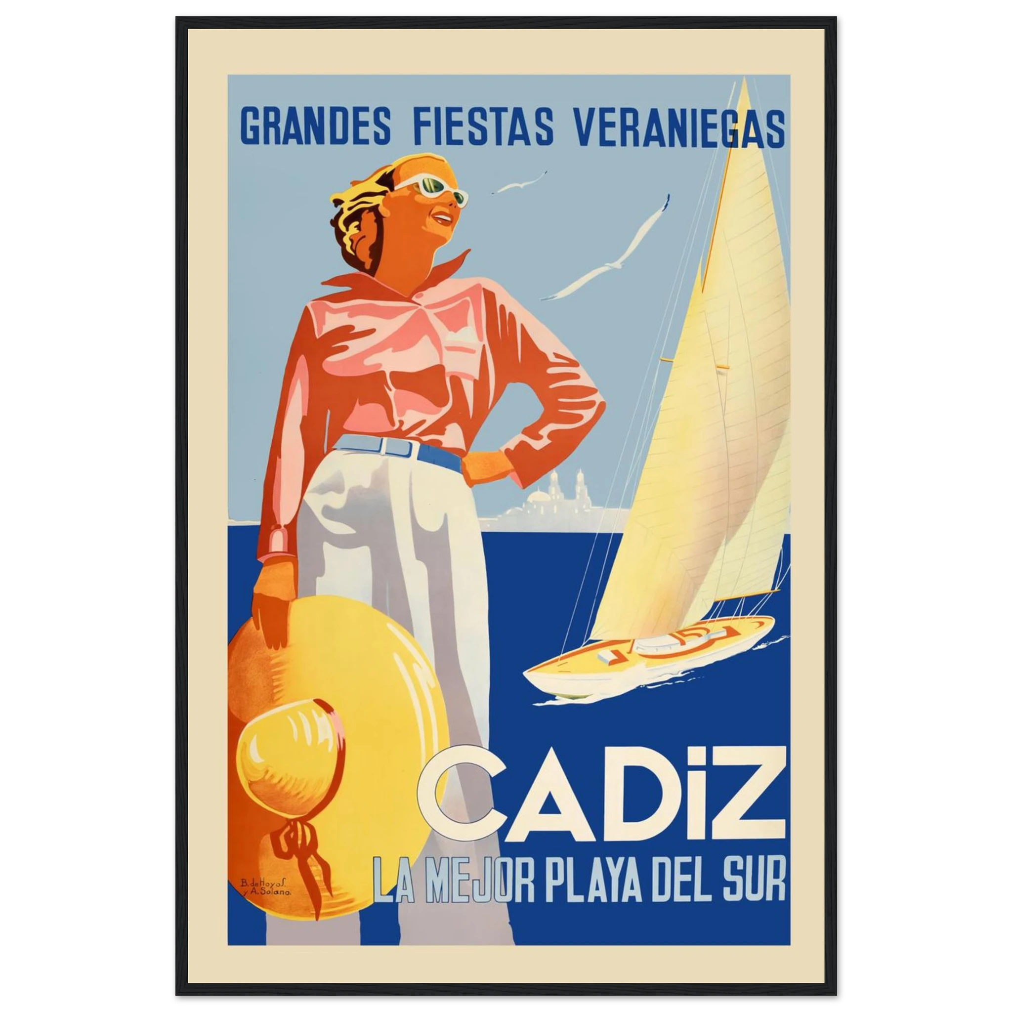 Wall art print of Cádiz’s Mediterranean coast, a vintage-inspired poster celebrating Spain’s seaside beauty and relaxed coastal lifestyle.