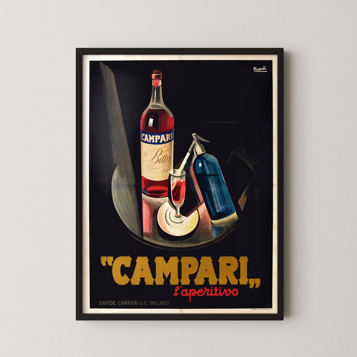 campari retro poster – black frame mockup