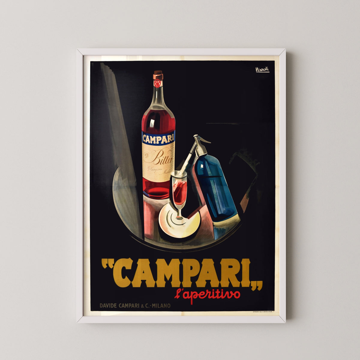 campari retro poster – white frame mockup