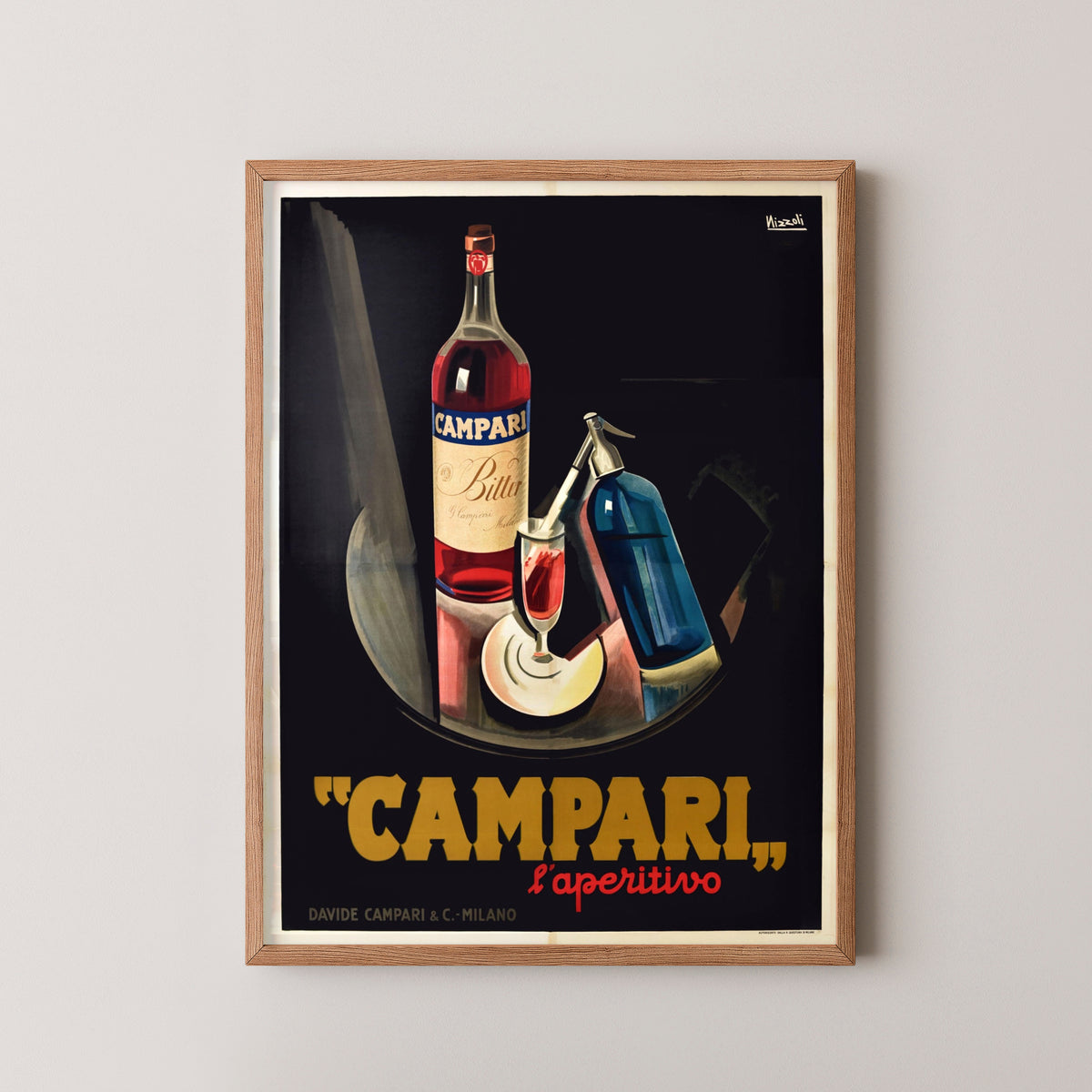 campari retro poster – wood frame mockup