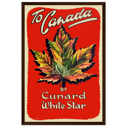 Mid-century modern art print featuring the Canadian maple leaf, a stylish vintage design for modern cabins or travel-themed decor.