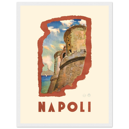 Poster print of Castel Nuovo, Naples, a striking vintage Italian design celebrating the city’s historic beauty and cultural heritage.