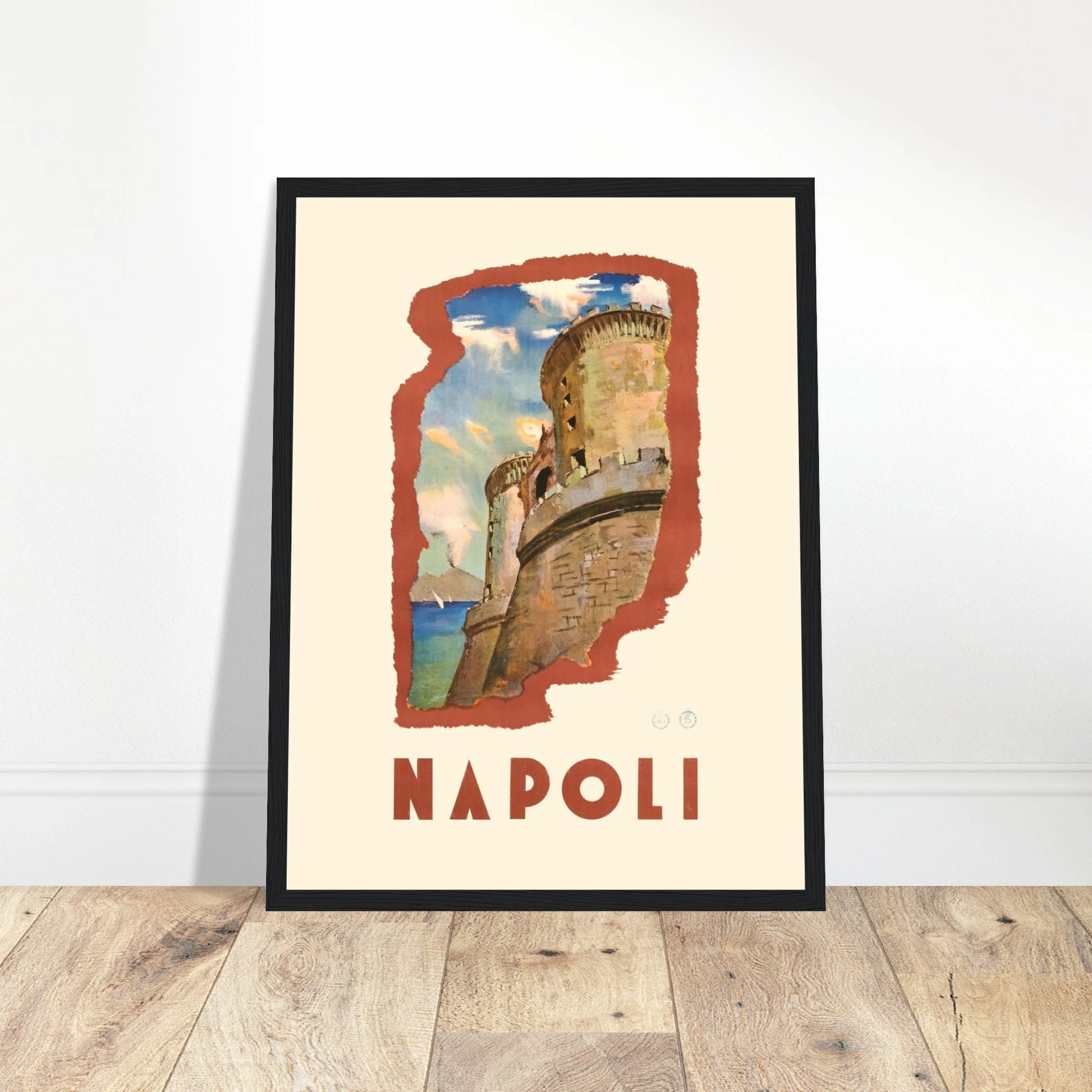 Step back in time with this striking Napoli vintage poster featuring the iconic Castel Nuovo, one of the city's most famous landmarks. Known as the "New Castle," this historic fortress, dating back to the 13th century, stands proudly at the heart of Naples. This retro design captures the majesty of the Castel Nuovo, blending Italian architecture with the timeless charm of Mediterranean travel posters. Perfect for art lovers, history enthusiasts, and anyone who appreciates the grandeur of Naples’ historic si