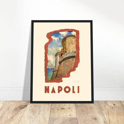 Step back in time with this striking Napoli vintage poster featuring the iconic Castel Nuovo, one of the city's most famous landmarks. Known as the "New Castle," this historic fortress, dating back to the 13th century, stands proudly at the heart of Naples. This retro design captures the majesty of the Castel Nuovo, blending Italian architecture with the timeless charm of Mediterranean travel posters. Perfect for art lovers, history enthusiasts, and anyone who appreciates the grandeur of Naples’ historic si