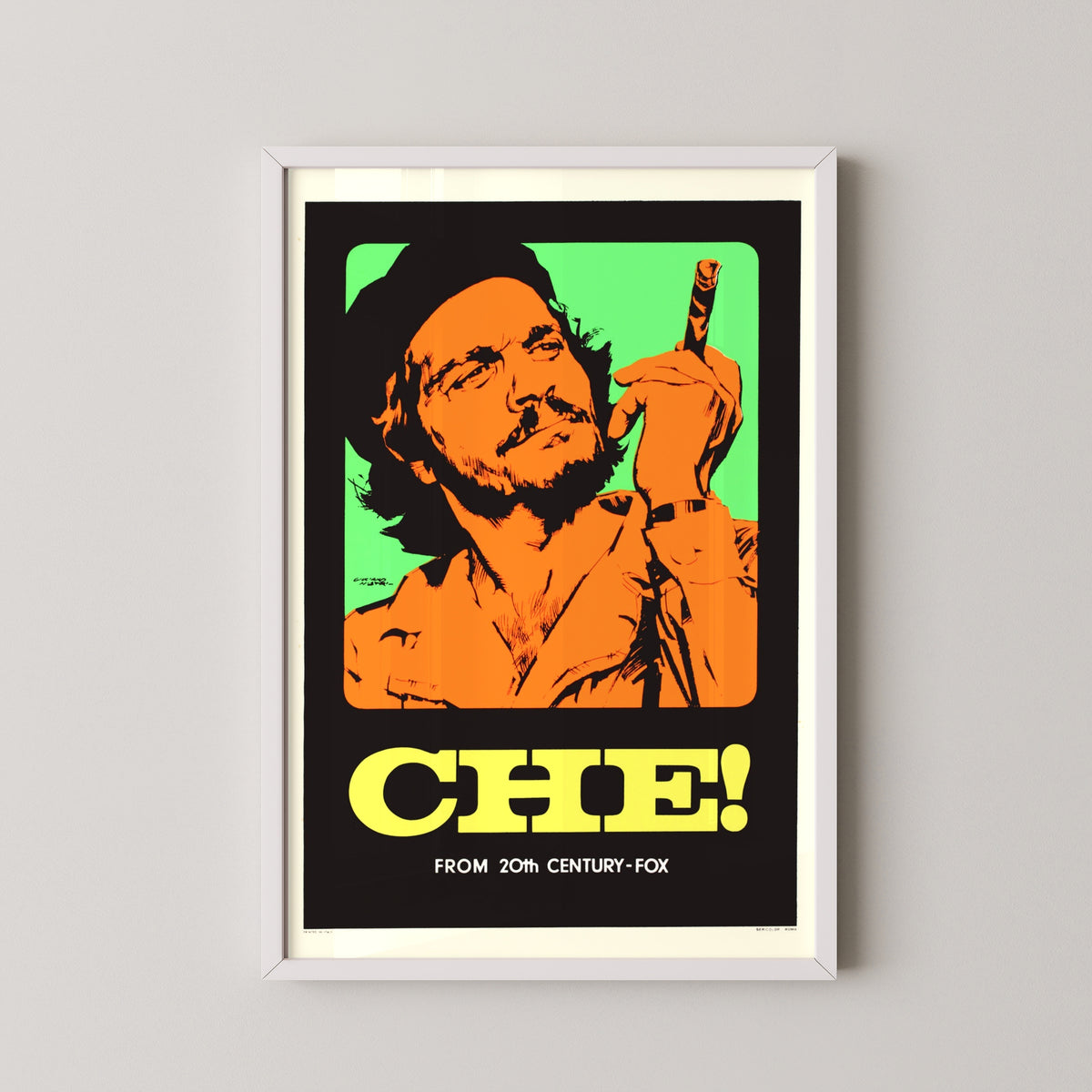 che guevara vintage poster – white frame mockup