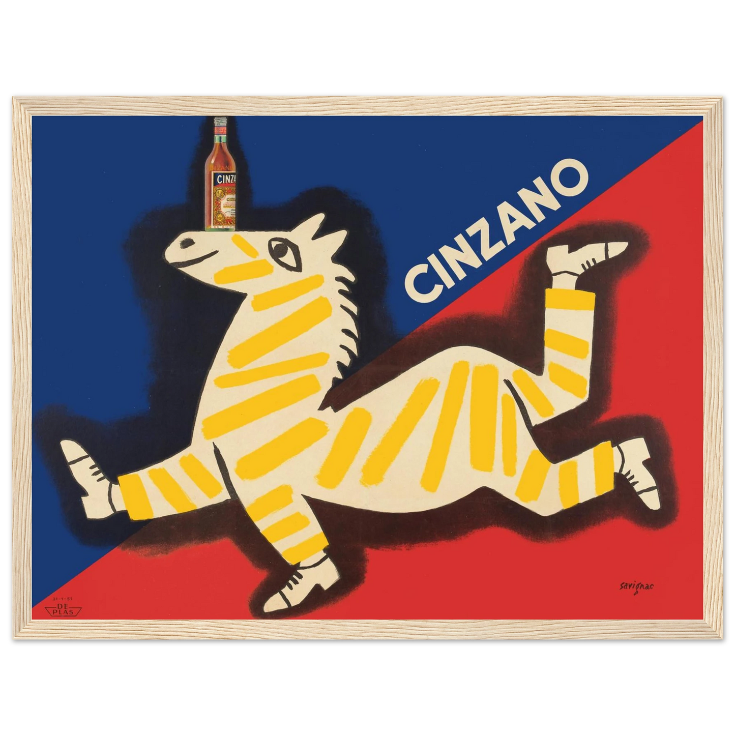 Mid-century Italian wall art print of a classic Cinzano poster, a stylish addition to modern kitchens, bars, or creative spaces.