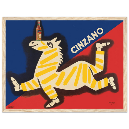 Mid-century Italian wall art print of a classic Cinzano poster, a stylish addition to modern kitchens, bars, or creative spaces.