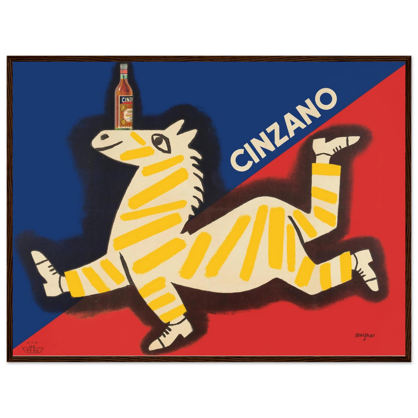 Vintage advertisement print for Cinzano, capturing timeless European design and sophisticated 1950s graphic art appeal.