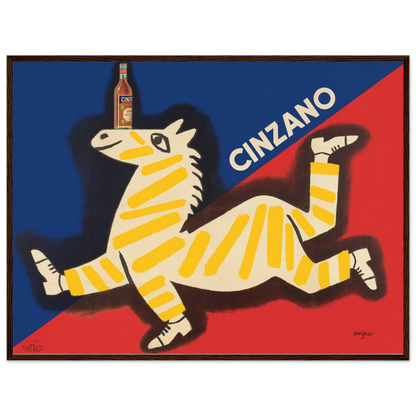 Vintage advertisement print for Cinzano, capturing timeless European design and sophisticated 1950s graphic art appeal.