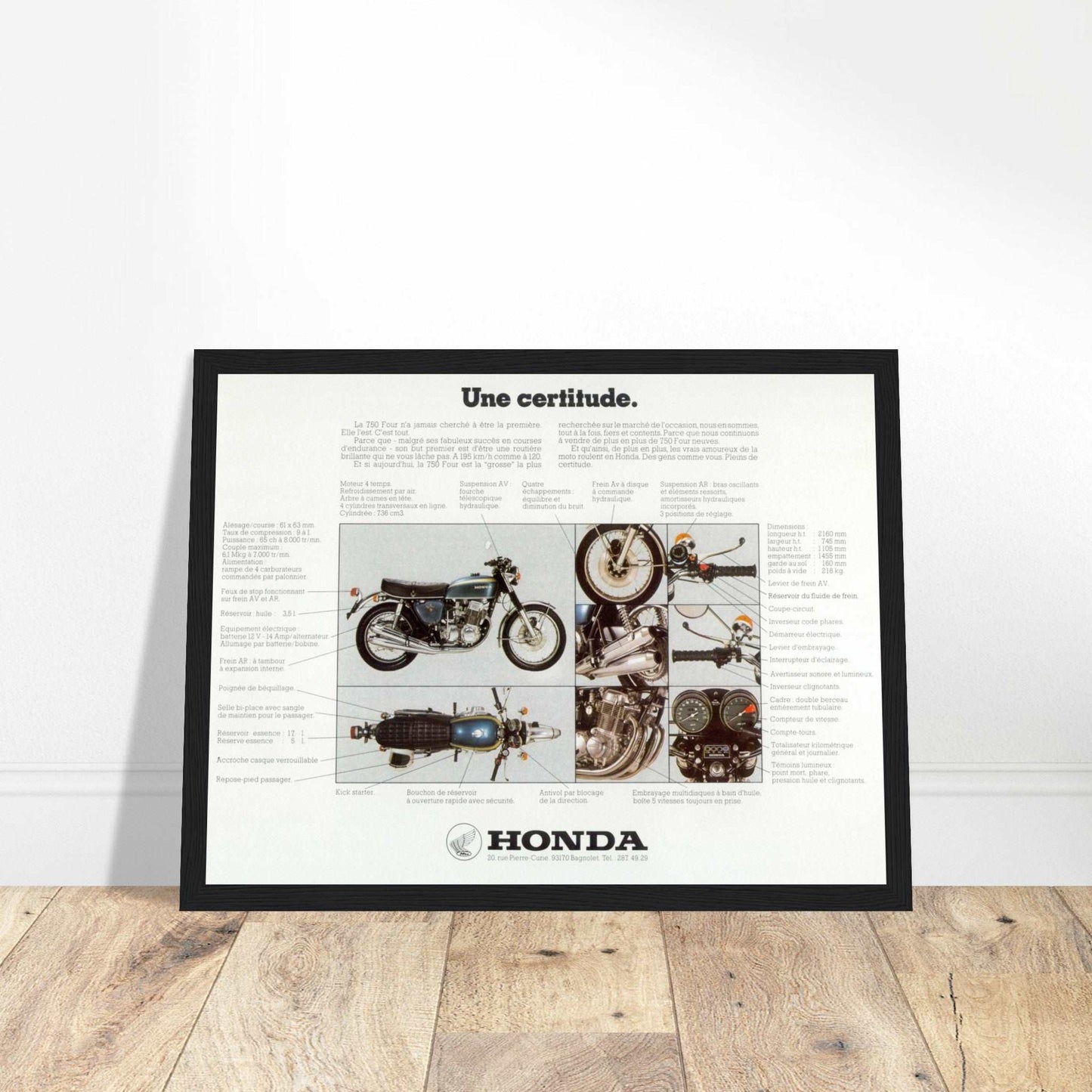 Celebrate the iconic Honda CB750 Four with this vintage poster. A must-have for motorcycle enthusiasts. Shop now for this classic bike wall art!