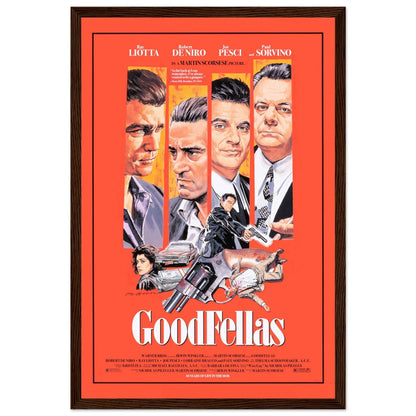 Collectible Goodfellas cinema poster with illustrated gangster theme and dramatic layout