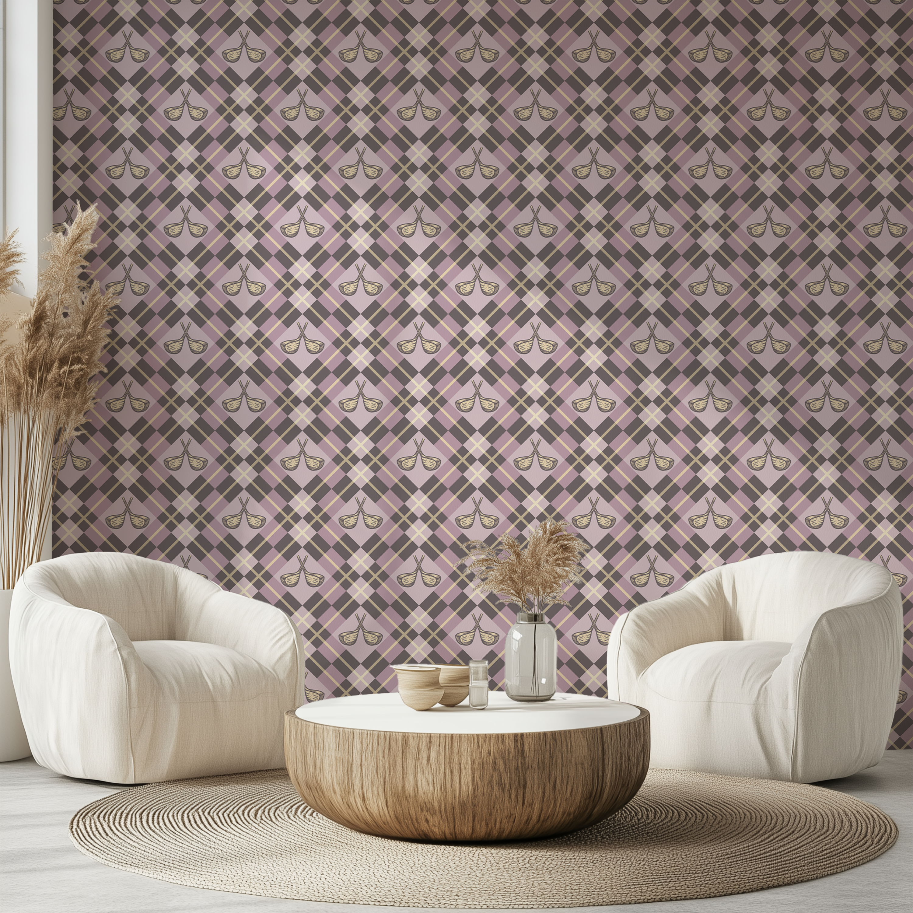 Clubhouse inspired golf wallpaper with classic plaid design
