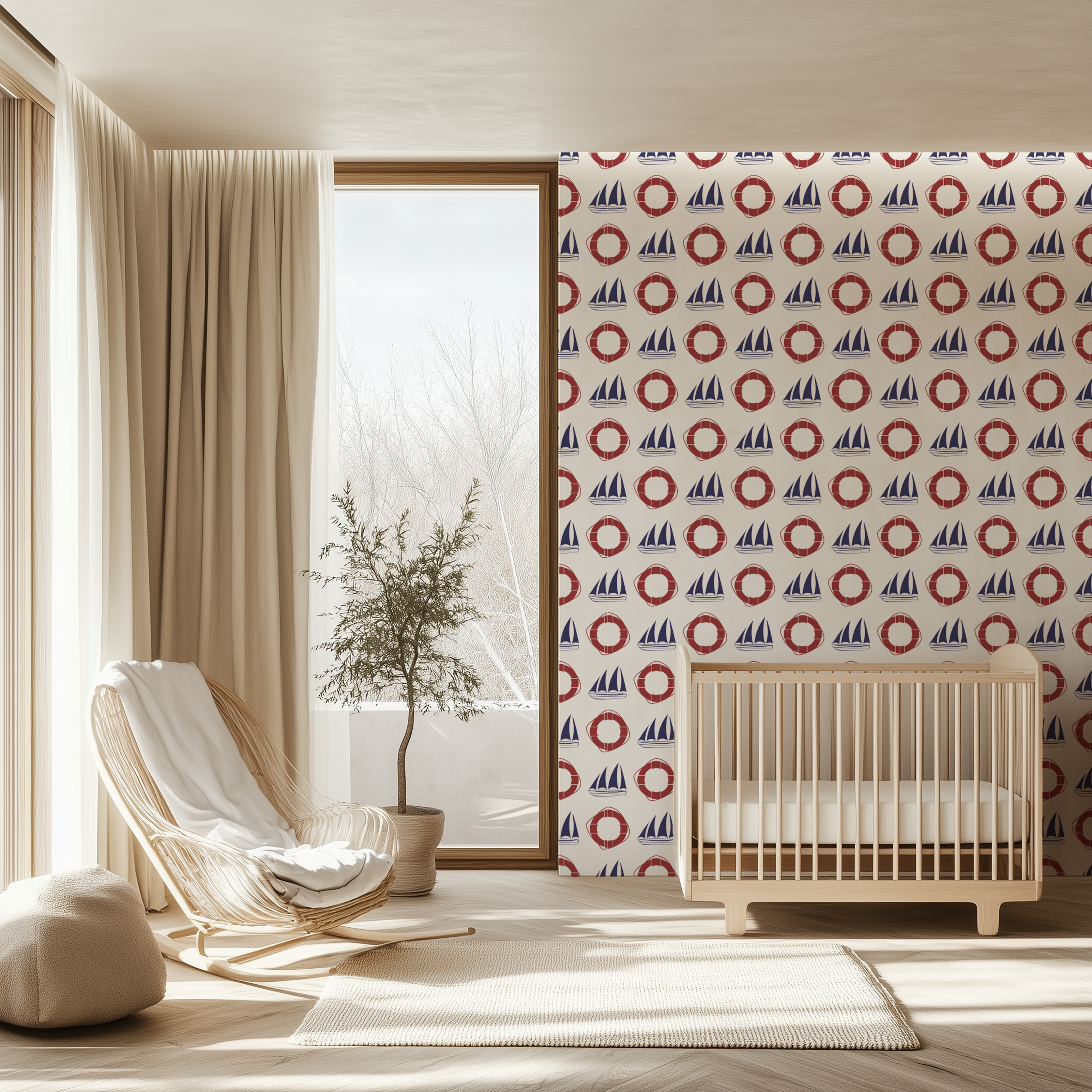 Regatta wallpaper, sailing wallpaper, nautical wallpaper, ocean inspired wallpaper, peel and stick wallpaper