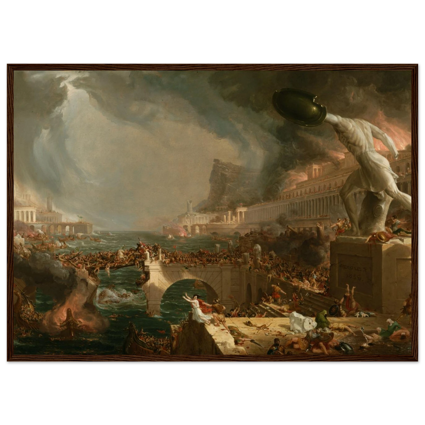 Allegorical wall art of The Destruction by Thomas Cole, a vivid image of war, ruin, and the fall of great empires