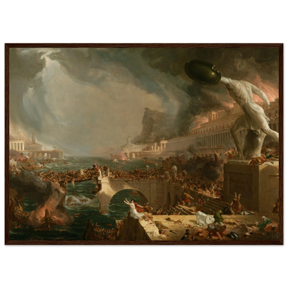 Allegorical wall art of The Destruction by Thomas Cole, a vivid image of war, ruin, and the fall of great empires