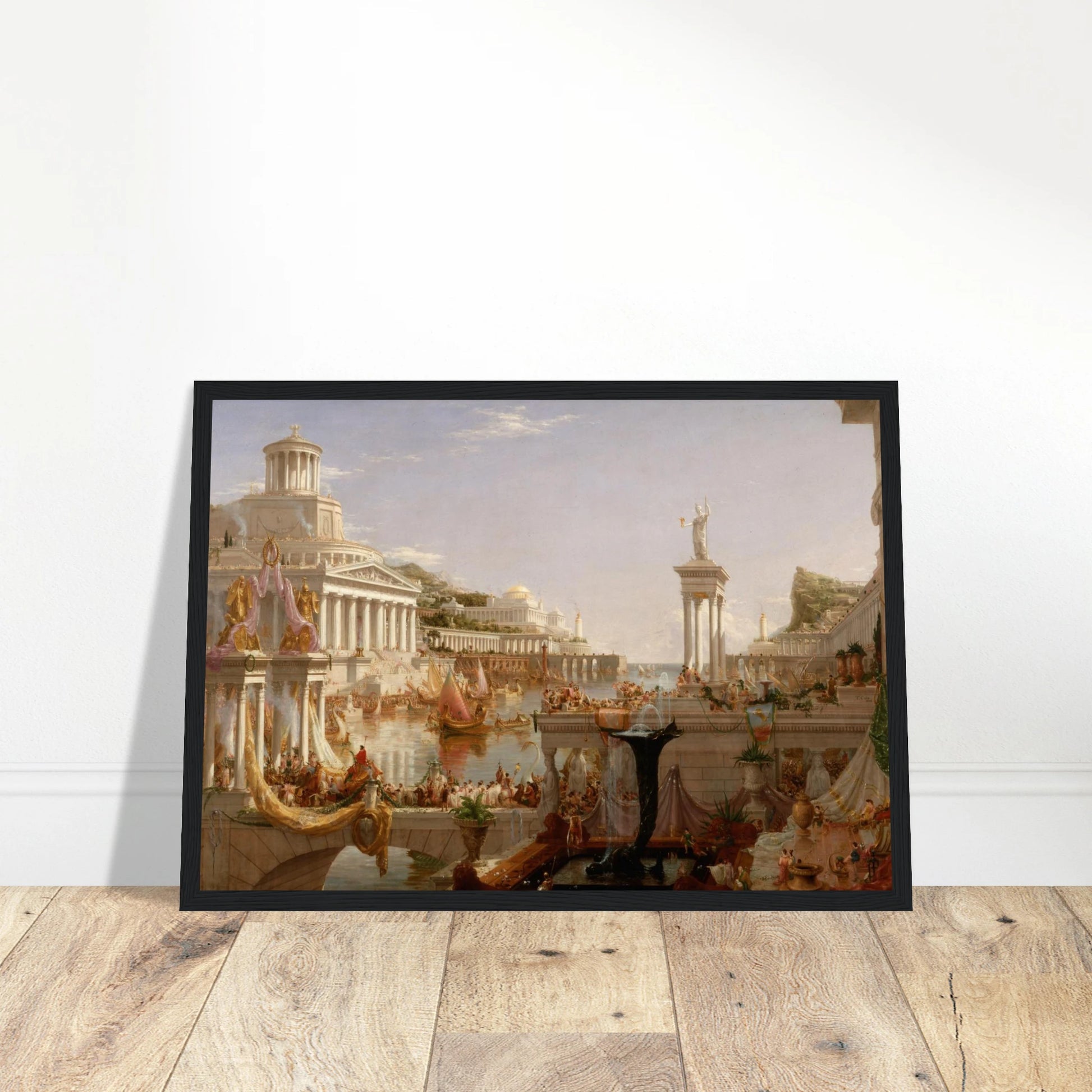 This high-quality reproduction print of The Consummation of Empire (1836) by Thomas Cole depicts the peak of a civilization at the height of its power, opulence, and architectural grandeur. Part of Cole’s legendary The Course of Empire series, this painting symbolizes the hubris and fleeting glory of empires, captured through dramatic detail, rich color, and majestic scale. Printed on archival-grade paper using museum-quality giclée printing, this poster print makes striking wall art for classical interiors
