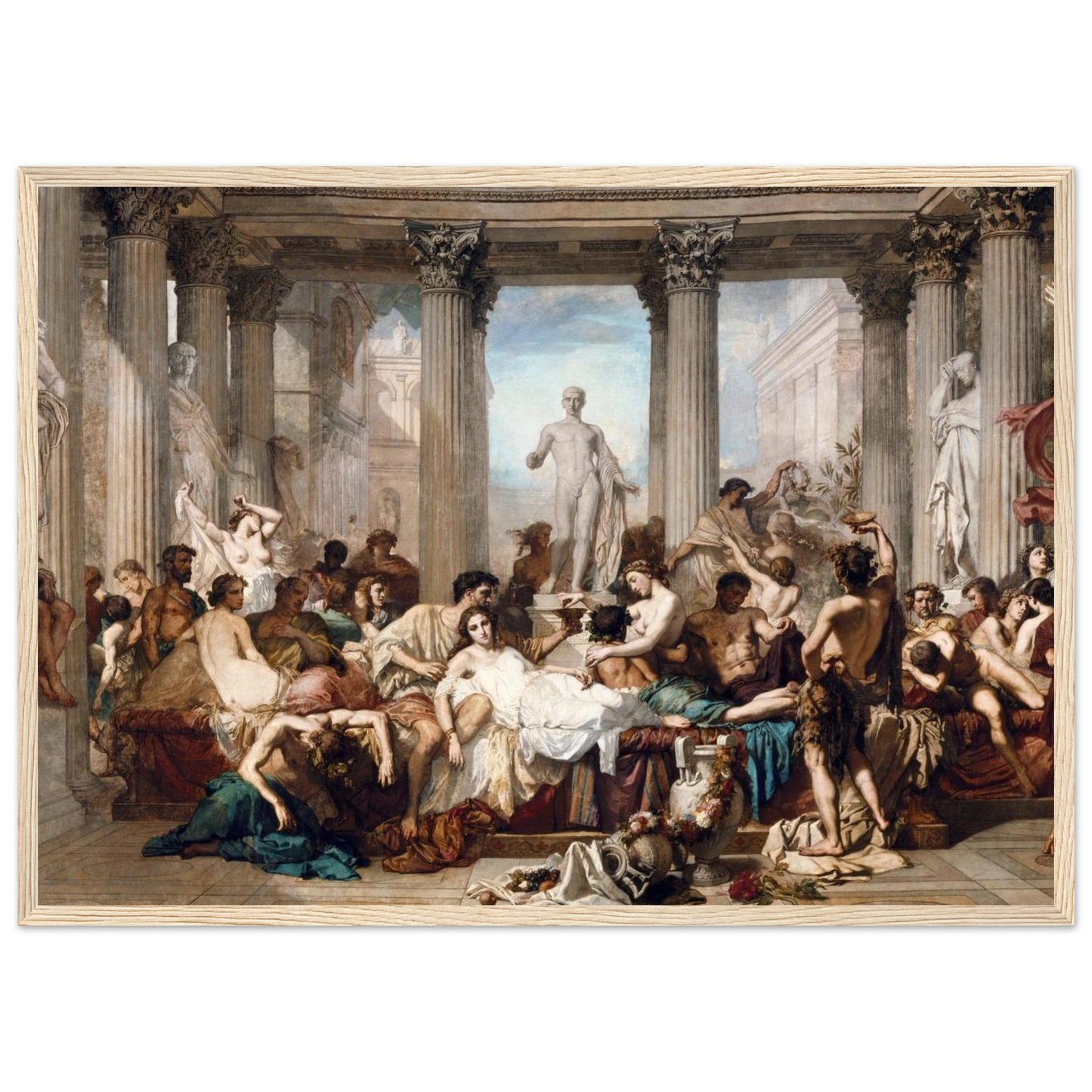 Historical art print of The Romans in Their Decadence by Thomas Couture, a vivid portrayal of decadence and corruption in ancient Rome
