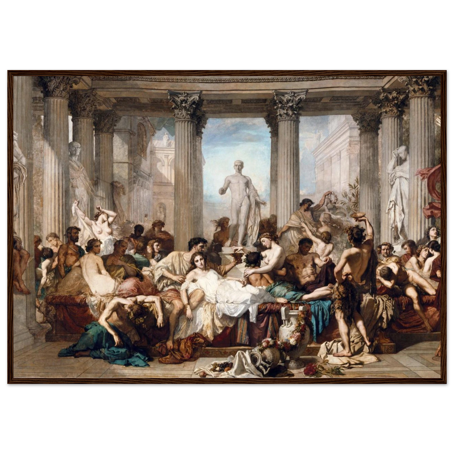 Wall art reproduction of Couture’s Romans in Their Decadence, depicting luxury and excess in the Roman Empire at the height of decline