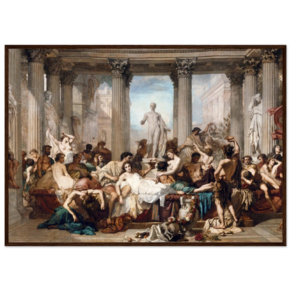 Wall art reproduction of Couture’s Romans in Their Decadence, depicting luxury and excess in the Roman Empire at the height of decline