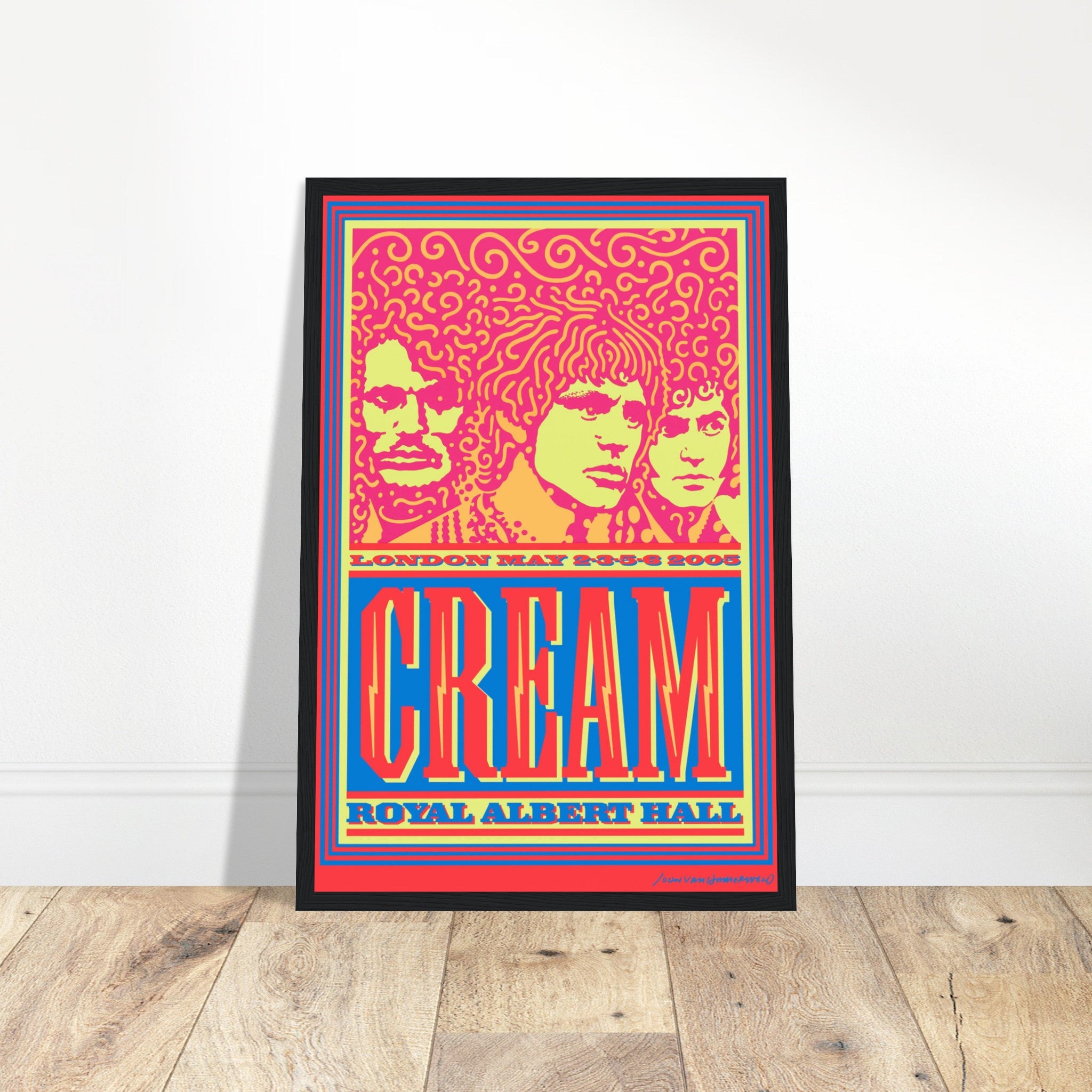 Psychedelic Cream concert poster from Royal Albert Hall London 2005 featuring vibrant retro rock artwork and bold neon colors.