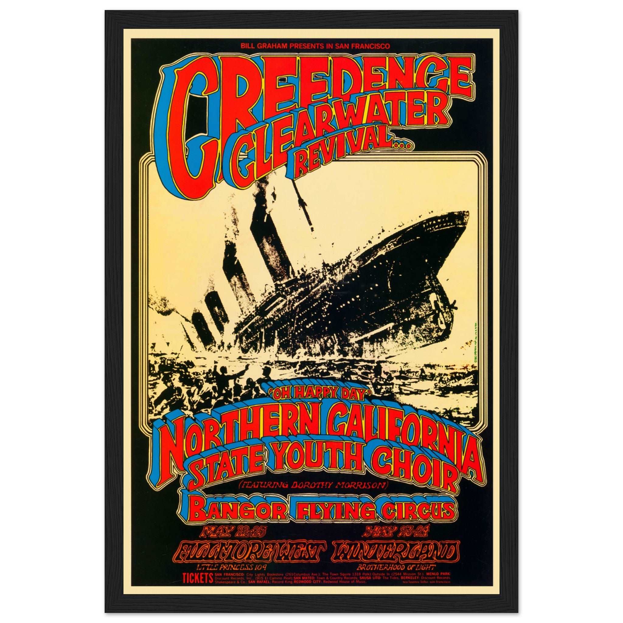 Iconic Creedence Clearwater Revival concert poster from their Northern California show. A must-have for collectors & classic rock fans. Shop now!