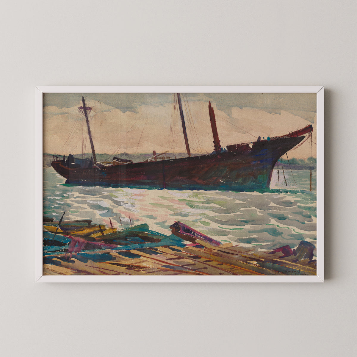 Dancing Light of Morning by Carl William Broemel, art print in a white frame
